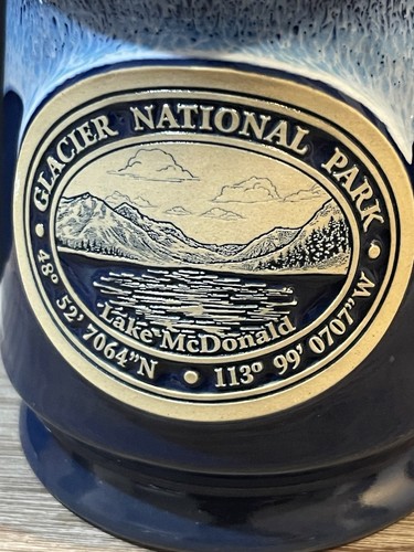 Deneen Pottery- Glacier National Park, Lake McDonald Blue Drip Glaze Mug - Picture 7 of 13