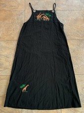 Vintage Quacker Factory Women’s 16 Black Embroidered Giraffe Jumper Dress