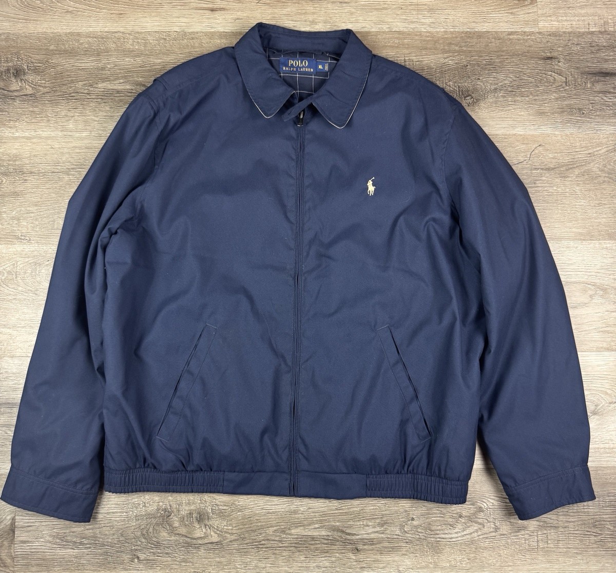 Polo Ralph Lauren Harrington Jacket Men's Xl Blue Grid Lined