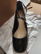 Black leather shoes women size 8 with 1.7 inch heels with 2 straps Brand: Schutz