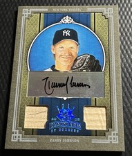 2005 Randy Johnson Yankees 1/1 Diamond Kings Autograph Dual Bat Card #371