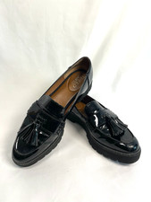 Franco Sarto Faux Patent Leather Tassel Loafers Black Shiny 8.5 Brody Platform