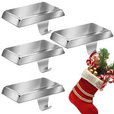 4PCS Christmas Stocking Holders for Mantle Stocking Hangers for Mantle Metal ...