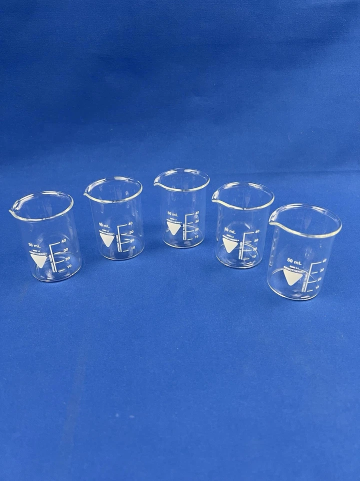 Becherglas 50 mL niedrige Form 5 Stück Rasotherm DWK Laborglas Laborzubehör Neu