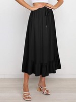 ReoRia Boho Maxi Skirt Size UK M Cake Skirt Elasticated Waist Pockets Pleated