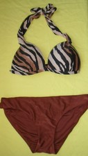 Next Erin Bikini tiger brown halter top & brown briefs Size 10 New Tags BNWT