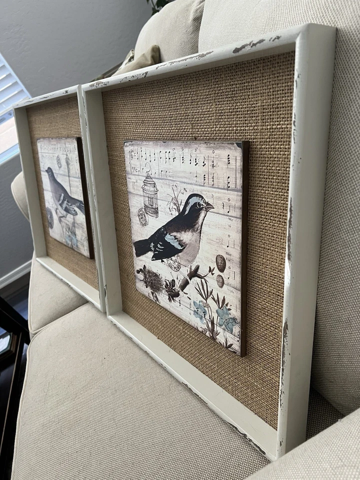 Uttermost Company 2014 18x18 conjunto de 2 arte de pared de aves artesanal de alta calidad Foto 2 de 4