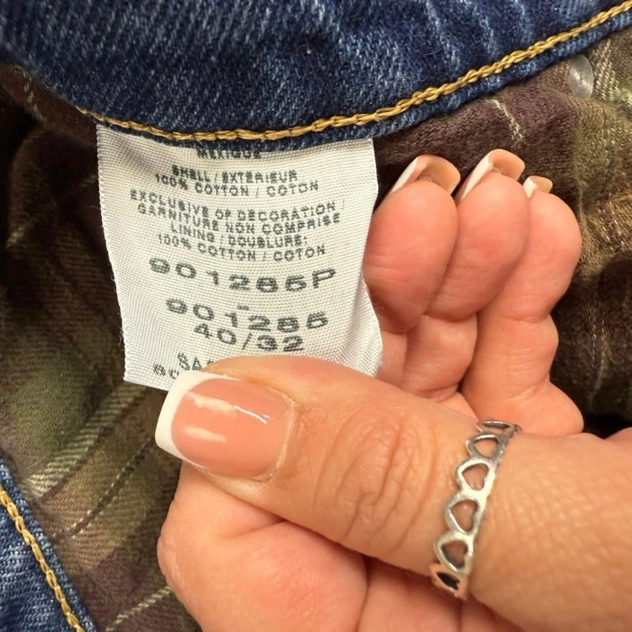 Cabelas Mens Jeans Blue Denim Flannel Lined Straight Leg Size 40x32 - Image 3 of 4