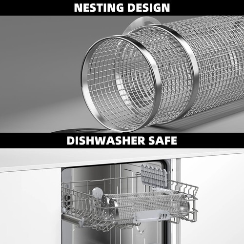 Rolling Grill Basket Grilling Gifts for Men, Nesting Grilling Baskets for Veg... - Picture 6 of 8