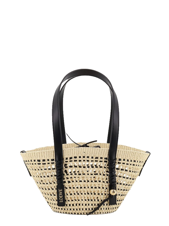 LOEWE $1500 Small Braid Basket Natural/Black Tote Bag New & Authentic