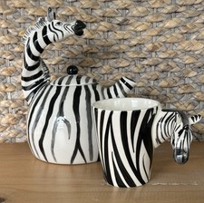Zebra Safari Animal Teapot & Mug Ceramics by Blue Sky
