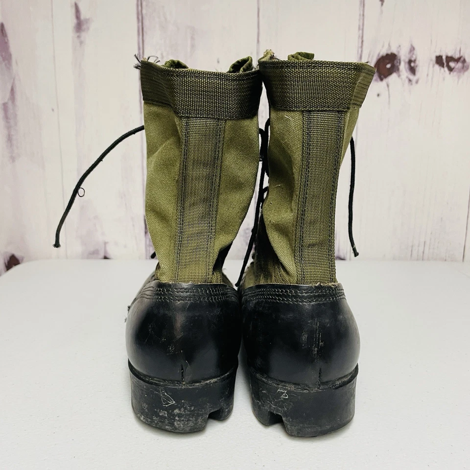 Vintage 1960s Green Black Bata Combat Boots 8N Vietnam Era - Image 4 of 4