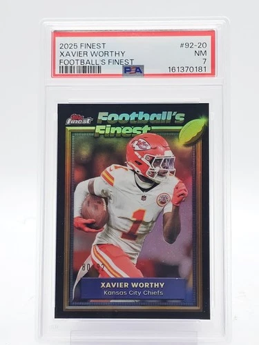 XAVIER WORTHY 2025 TOPPS FINEST 1992 FOOTBALL'S FINEST /92 CHIEFS PSA 7 Q6638
