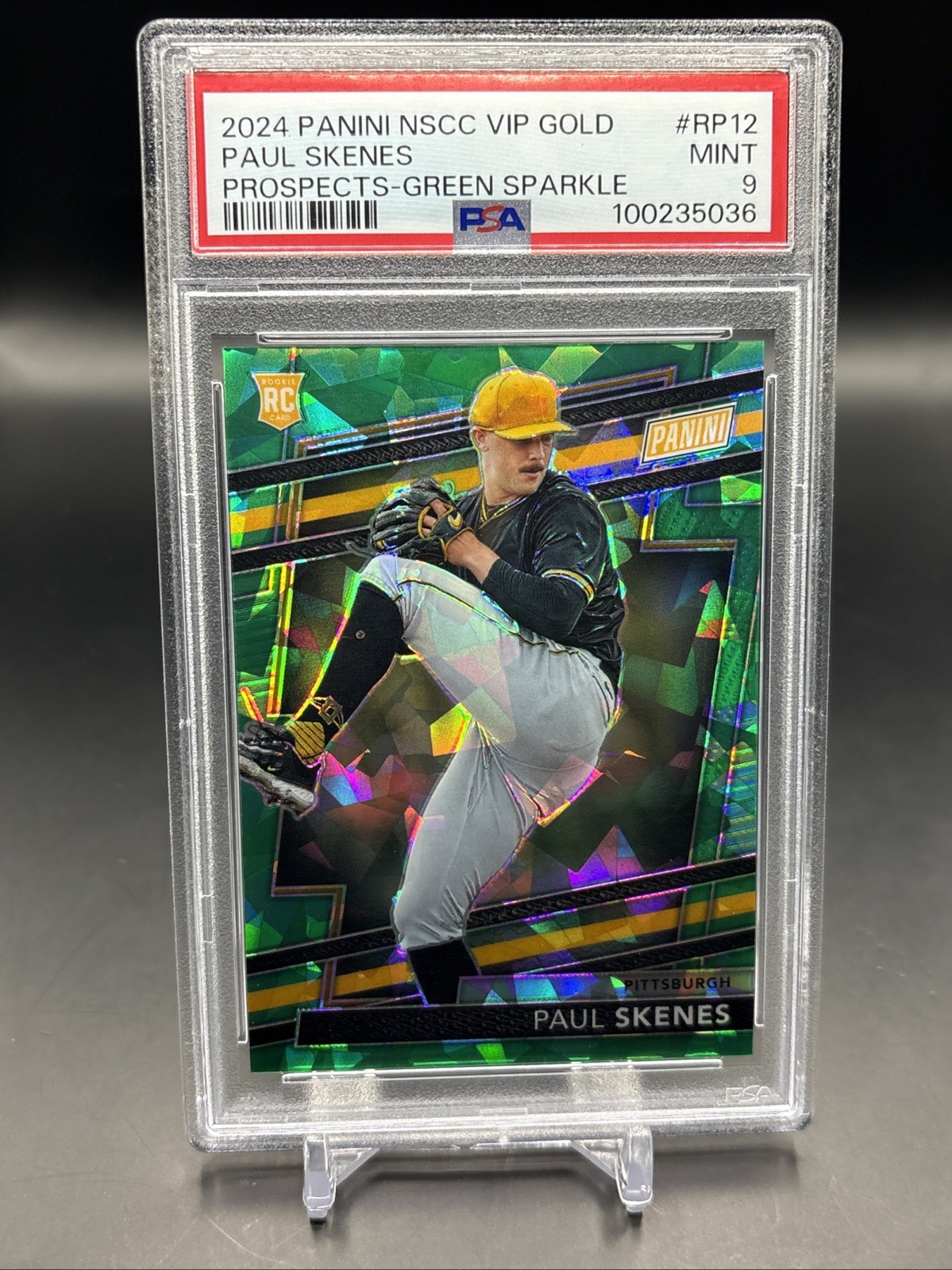 2024 PANINI NSCC VIP GOLD PROSPECTS GREEN SPARKLE PAUL SKENES #RP12 95/99 PSA 9 view 1