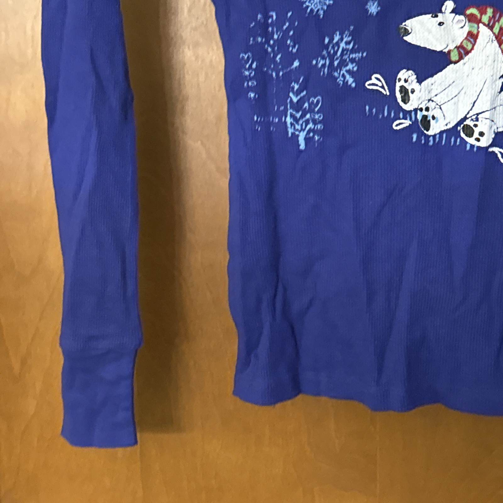 Aeropostale Y2K Blue Polar Bears Long Sleeve Thermal Henley Women's