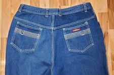 Vintage JORDACHE Jeans Size 34x30 Dark Wash Denim White Stitch 1980's
