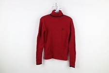 Vintage 90s Ralph Lauren Womens Small Crest Ribbed Knit Turtleneck Sweater Red