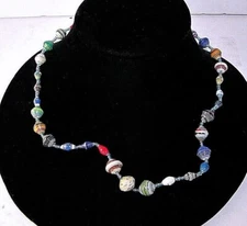 Vintage Beadforlife Necklace Multicolor Sanyu Uganda Bead For Life 20" Long