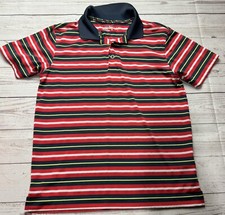 Nike Shirt Boys Youth M Red Striped Polo Golf Fit Dry Short Sleeve Shirt
