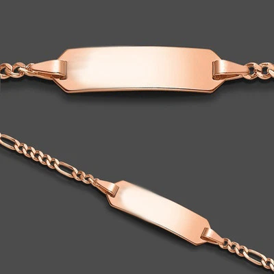 FACHHANDEL-DIREKT Baby Taufe Kinder Ident Armband Namen Gravur Echt Silber 925 Rose Gold Rosègold
