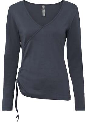 Rip-Langarmshirt mit seitlicher Raffung Gr. 32/34 Nachtblau Damen-Shirt Neu