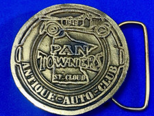 Pantowners - St. Cloud Antique Auto Club round belt buckle by Lovebar Chicago