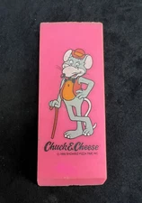 Vintage 1986 Chuck E Cheese Prize Pink Jumbo Eraser Logo Showbiz Pizza Time 4”