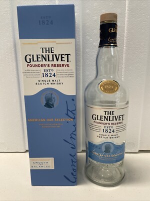 The Glenlivet Founder's Reserve single malt empty whisky bottle and box 