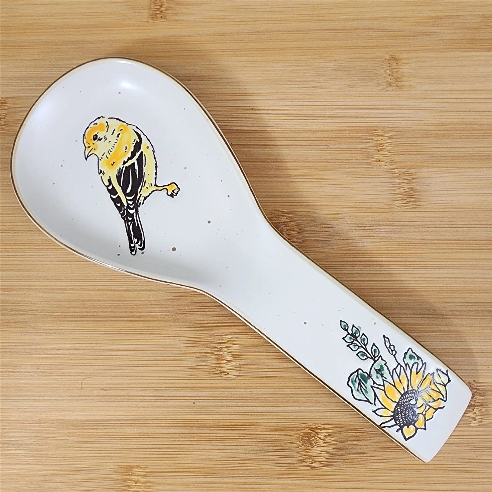 Blue Sky Goldfinch Sunflower Spoon Rest