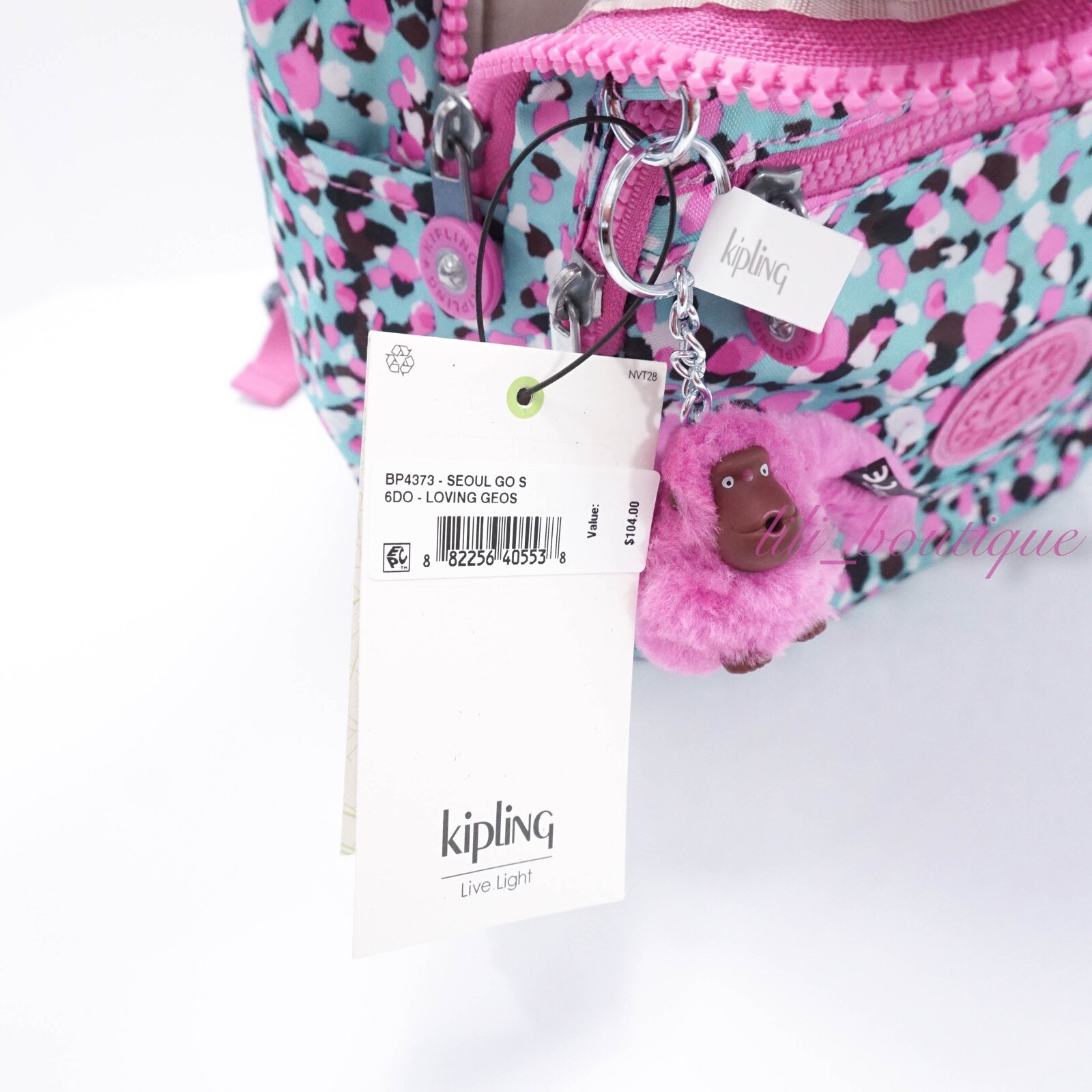 NWT Kipling BP4373 Seoul Go Small Backpack 11" Laptop Bag Polyester Loving Geos