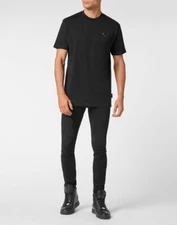 Philipp Plein T-shirt Round Neck Designer Men Color Black Authentic MSRP $700