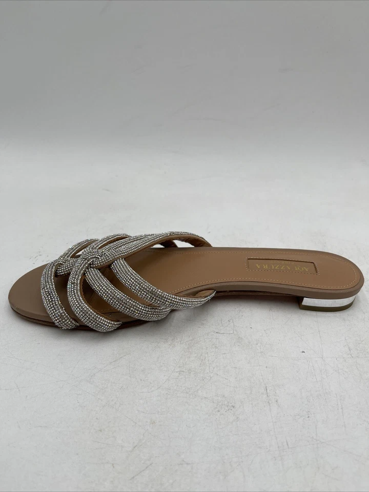 Aquazzura Серебряный кристалл украшенный лунной пылью плоский серебро размер 36,5 - Изображение 4 из 4