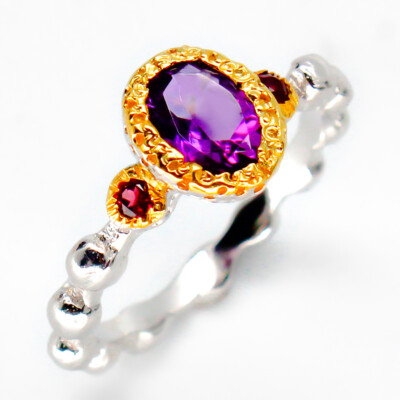 Gift jewelry  Natural Amethyst Silver Ring 925 Sterling / RVS32