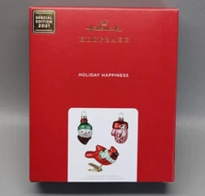 Hallmark 'Holiday Happiness' Set Of 3 -2021 Ornaments New In Box Special Edition