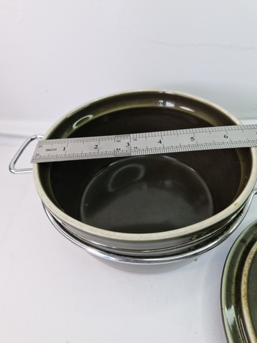 Vintage Porsgrund Norway Casserole Dish 6.5 inch 1.5 pint Dark Green - Picture 4 of 10