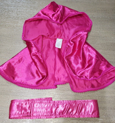DISNEY girls MAGENTA PINK SATINY HOOD/CAPE size 2T matching BELT pretend play