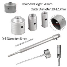 Kit punte trapano seghetto 30-120 mm asta di collegamento per calcestruzzo cemento muro pietra