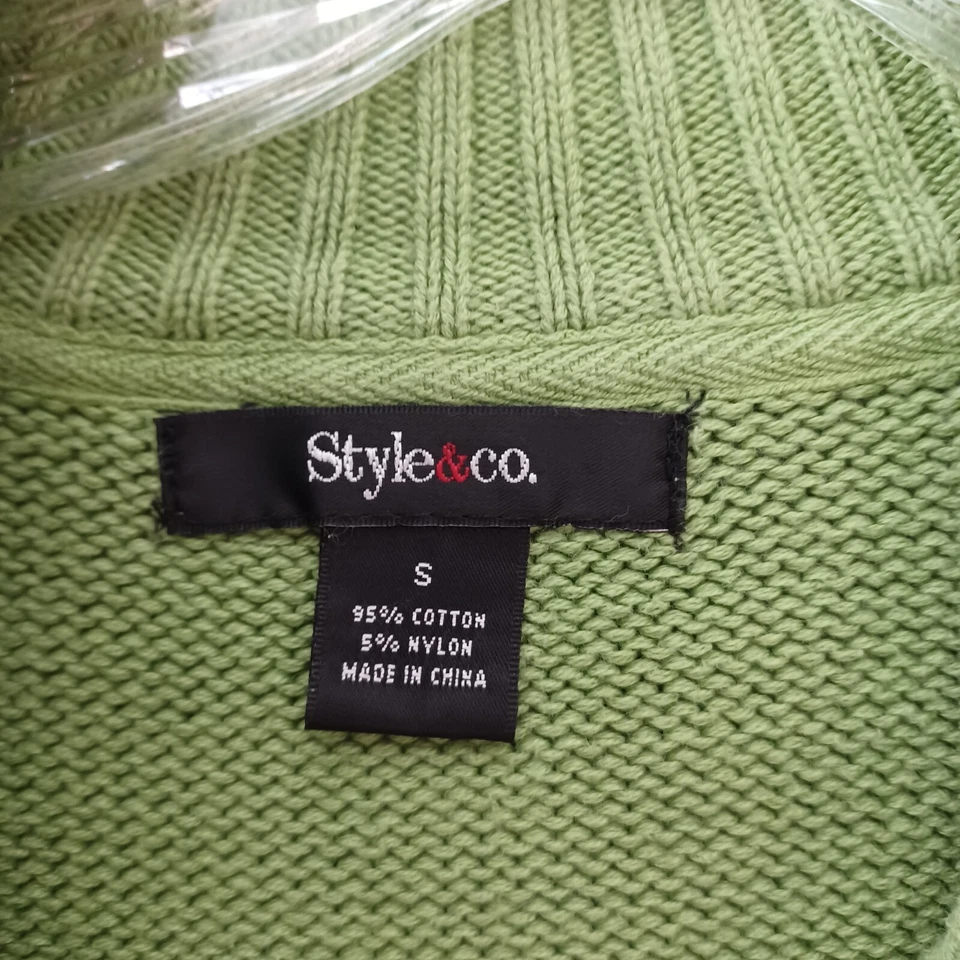 Suéter Style & Co Mujer Pequeño Verde Manga Larga Abotonable Cárdigan Suéter Foto 4 de 4