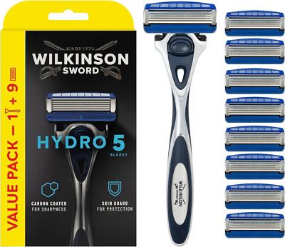 Wilkinson Schwert - Hydro 5 Rasiermesser für Herren - Rasiermesser + 9 Rasierklingen