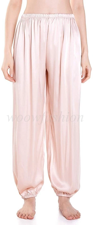 Mujer Pijama Bloomers Pantalones Satén Seda Lounge Pantalones Yoga Sueltos PJ Bottoms Foto 4 de 4