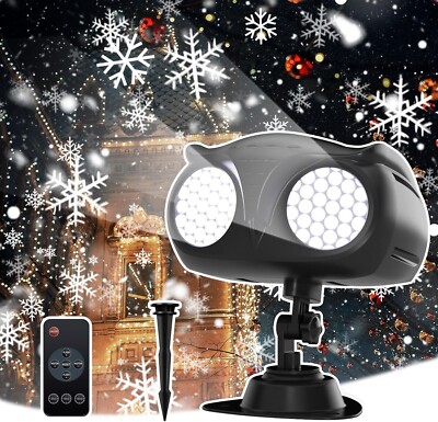 Christmas Snowflake Projector LED Moving Snowfall Laser Light Outdoor Landscape