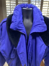 Innsbruck Purple Puffer Jacket w/Large Black Faux Fur Collar 3 Pockets SIZE XL