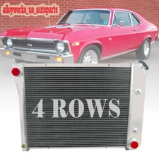 4 ROW Aluminum Radiator For 1968-1972 Chevy Nova 1969 1970 1971 1973 1974 AT/MT