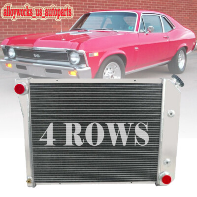 4 ROW Aluminum Radiator For 1968-1972 Chevy Nova 1969 1970 1971 1973 ...