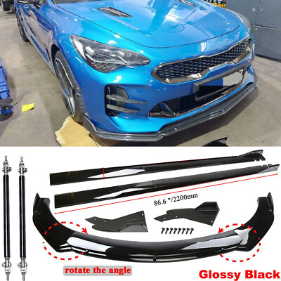 For Kia Stinger Front Bumper Lip Body Spoiler-Splitter Side Skirt Strut Rod+