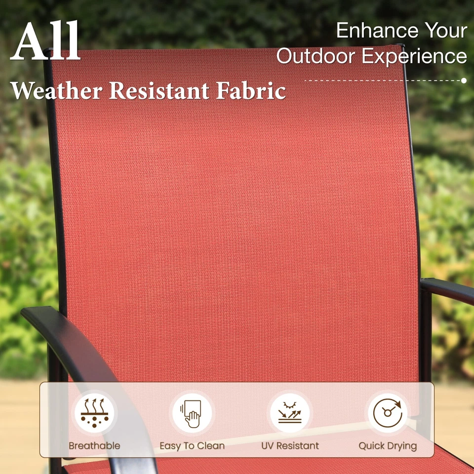 Juego de 4 sillas de comedor de patio al aire libre con respaldo alto de metal para patio jardín Foto 3 de 4