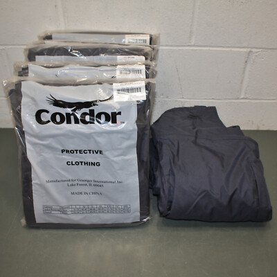 (6) Condor Rain Bib Overall 2PY80, Large, Blue, 30-1/2'' Inseam, Polyurethane