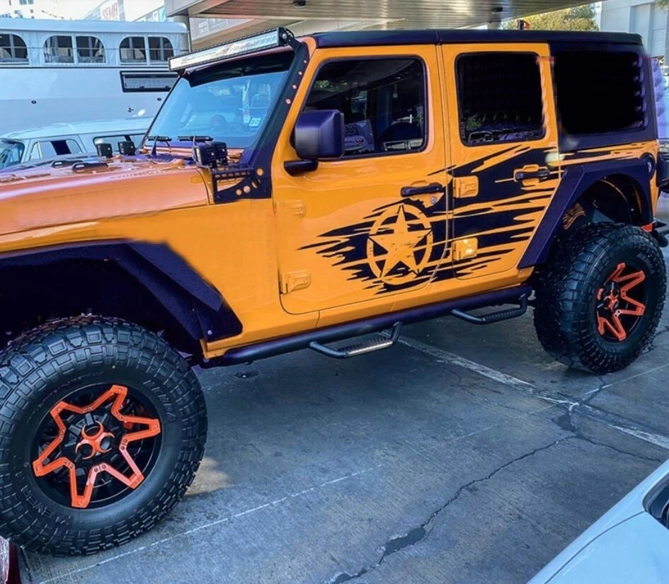 Graphics Distorted Stripe Sticker Kit For Jeep Wrangler JK TJ 4 Door Vinyl Decal - Изображение 2 из 4