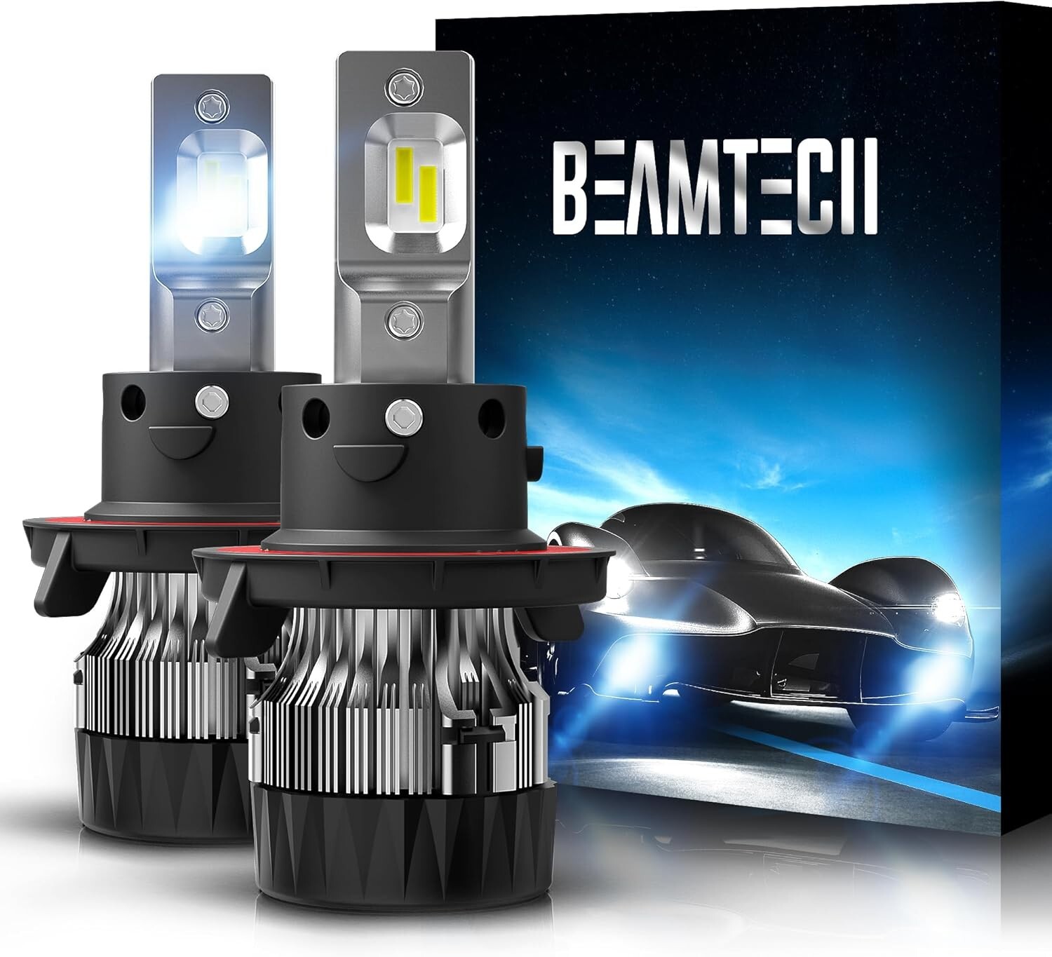 BEAMTECH H13 Bulbs, 9008 Fog Light Bulb 16000LM 70W 6500K 30mm Heatsink Base CSP