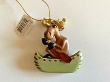 Big Sky Carvers Moose Canoe Log Cabin Christmas Ornament by Phyllis Driscoll